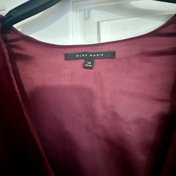 Alex Marie Deep Red Velvet Long Sleeve Dress - Picture 3 of 6